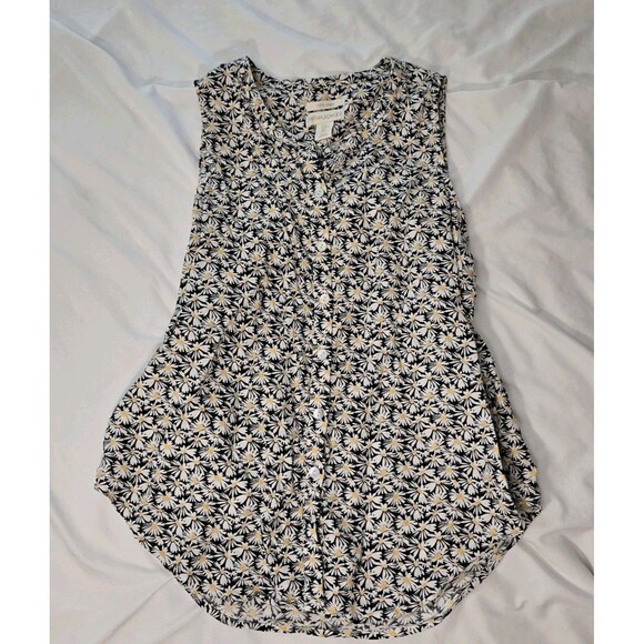 Cynthia Rowley Tops - Vintage Cynthia Rowley Shirt Womens 100% Linen Floral Button Tank Top Cottage M